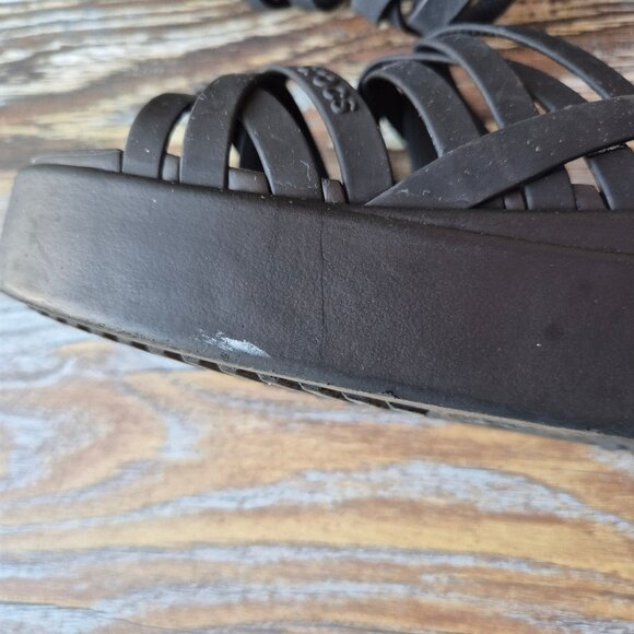 CROCS Brooklyn Strappy Slingback Platform Sandal Comfort LiteRide Buckle Black - Picture 8 of 13
